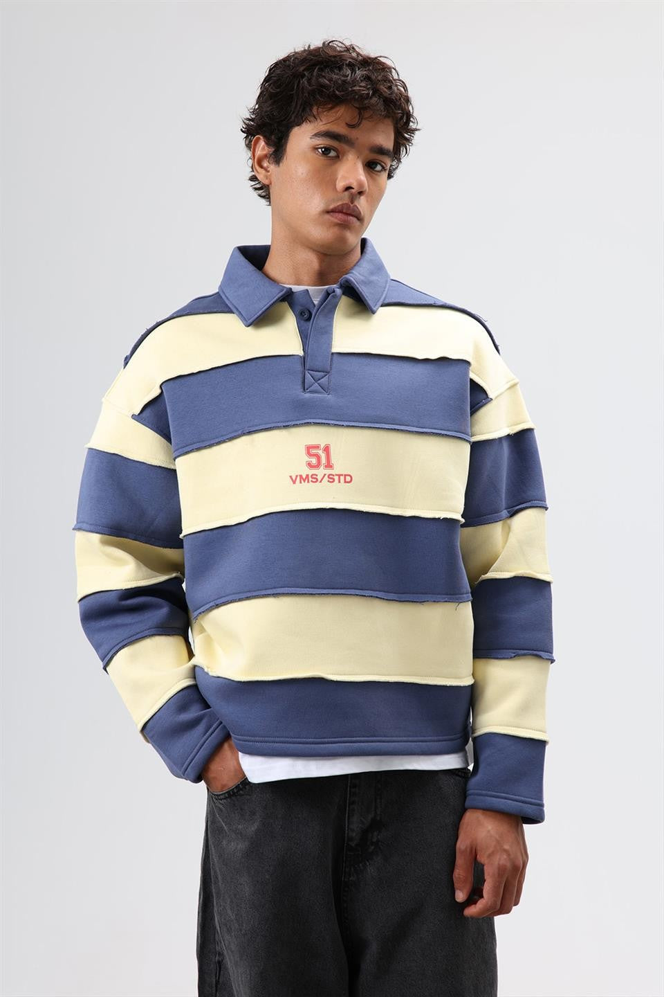 Oversized Striped Printed Sweatshirt