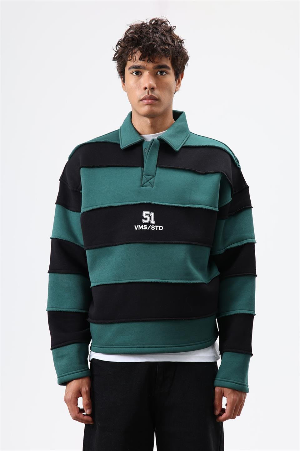 Oversized Striped Printed Sweatshirt