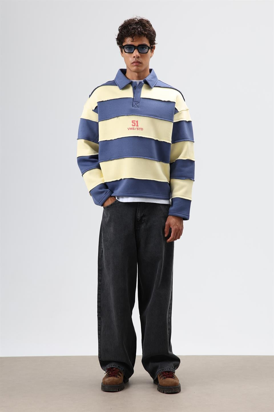 Oversized Striped Printed Sweatshirt