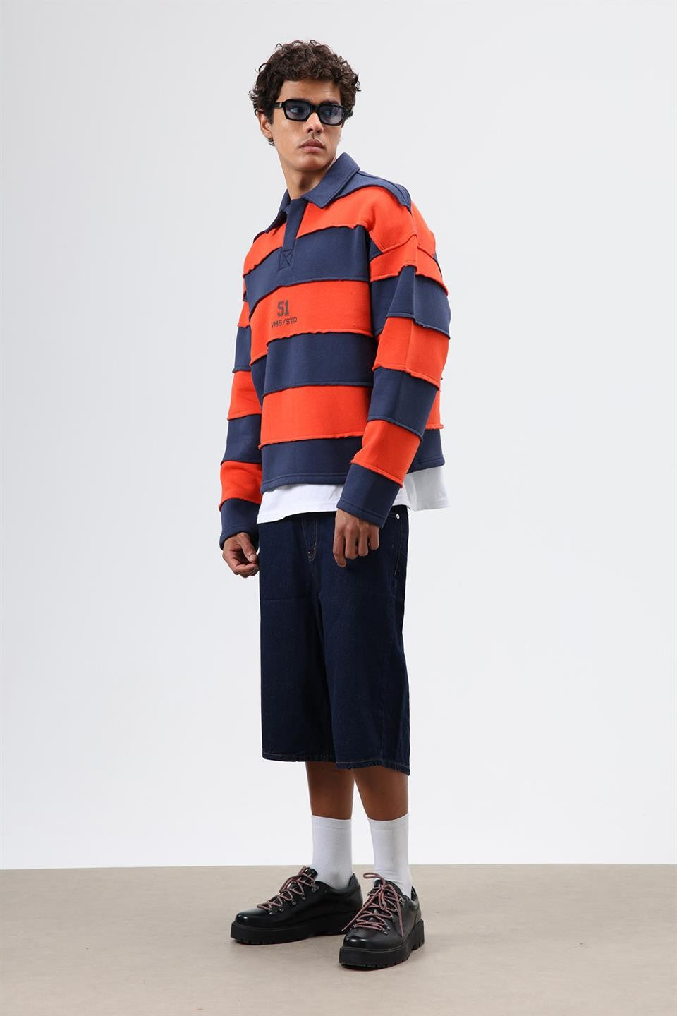 Oversized Striped Printed Sweatshirt