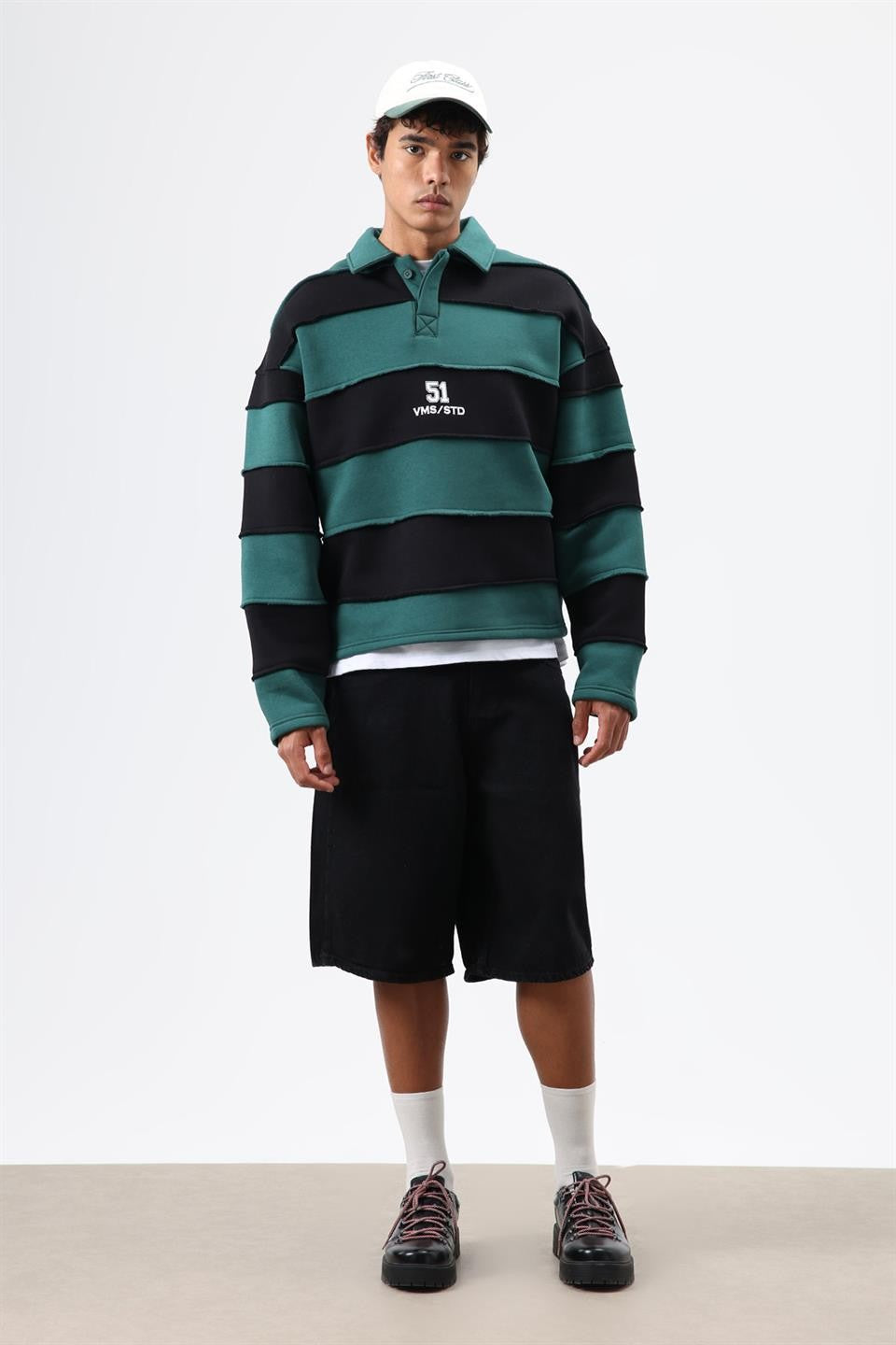 Oversized Striped Printed Sweatshirt