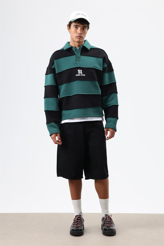 Oversized Striped Printed Sweatshirt