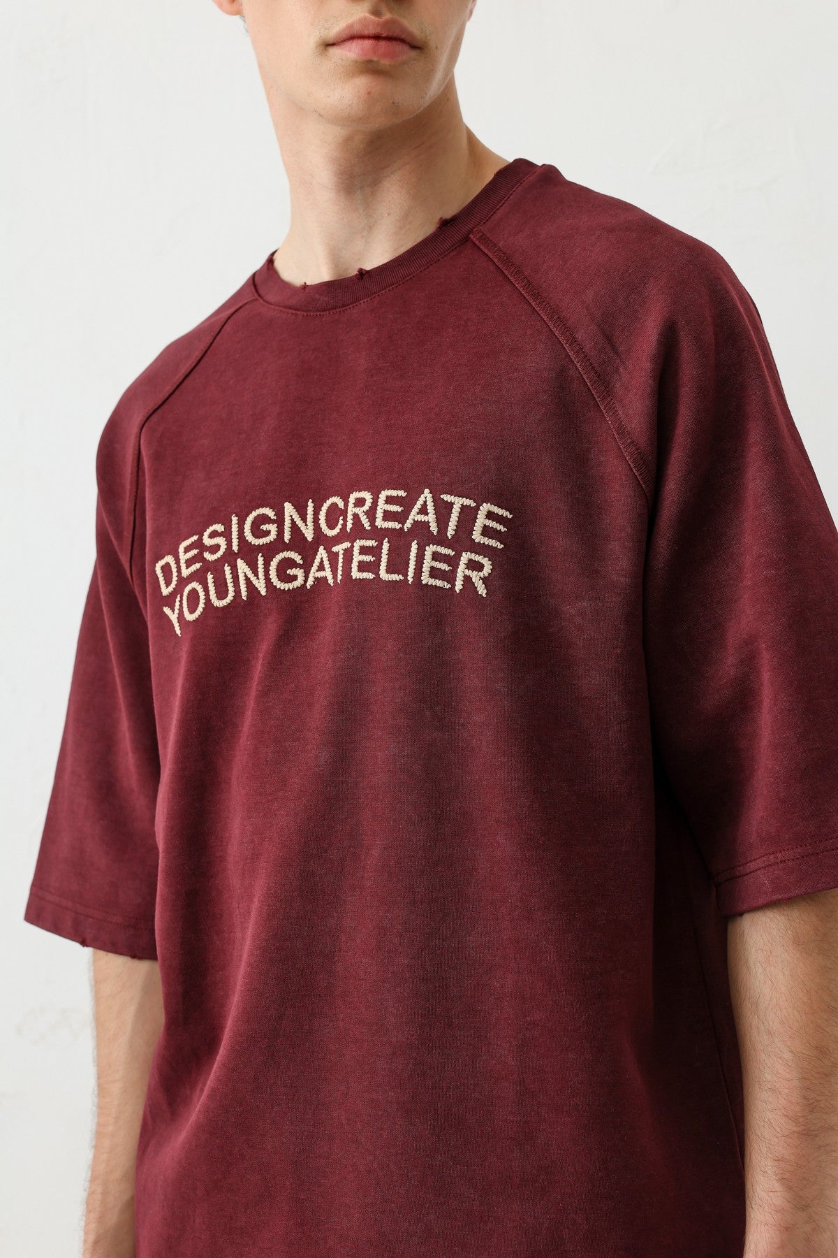 Oversized Raglan-Sleeve T-Shirt with Printed Text