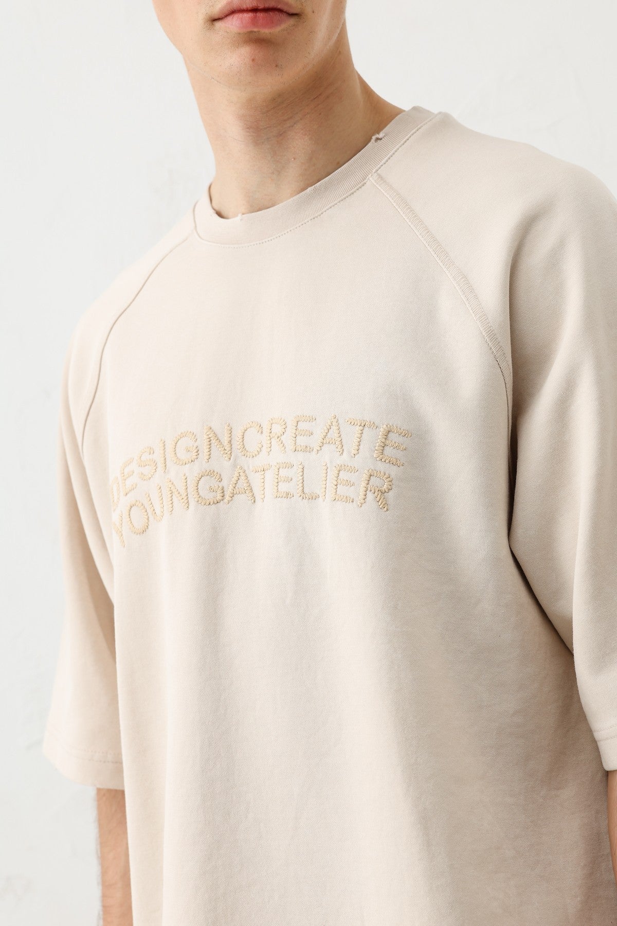 Oversized Raglan-Sleeve T-Shirt with Printed Text