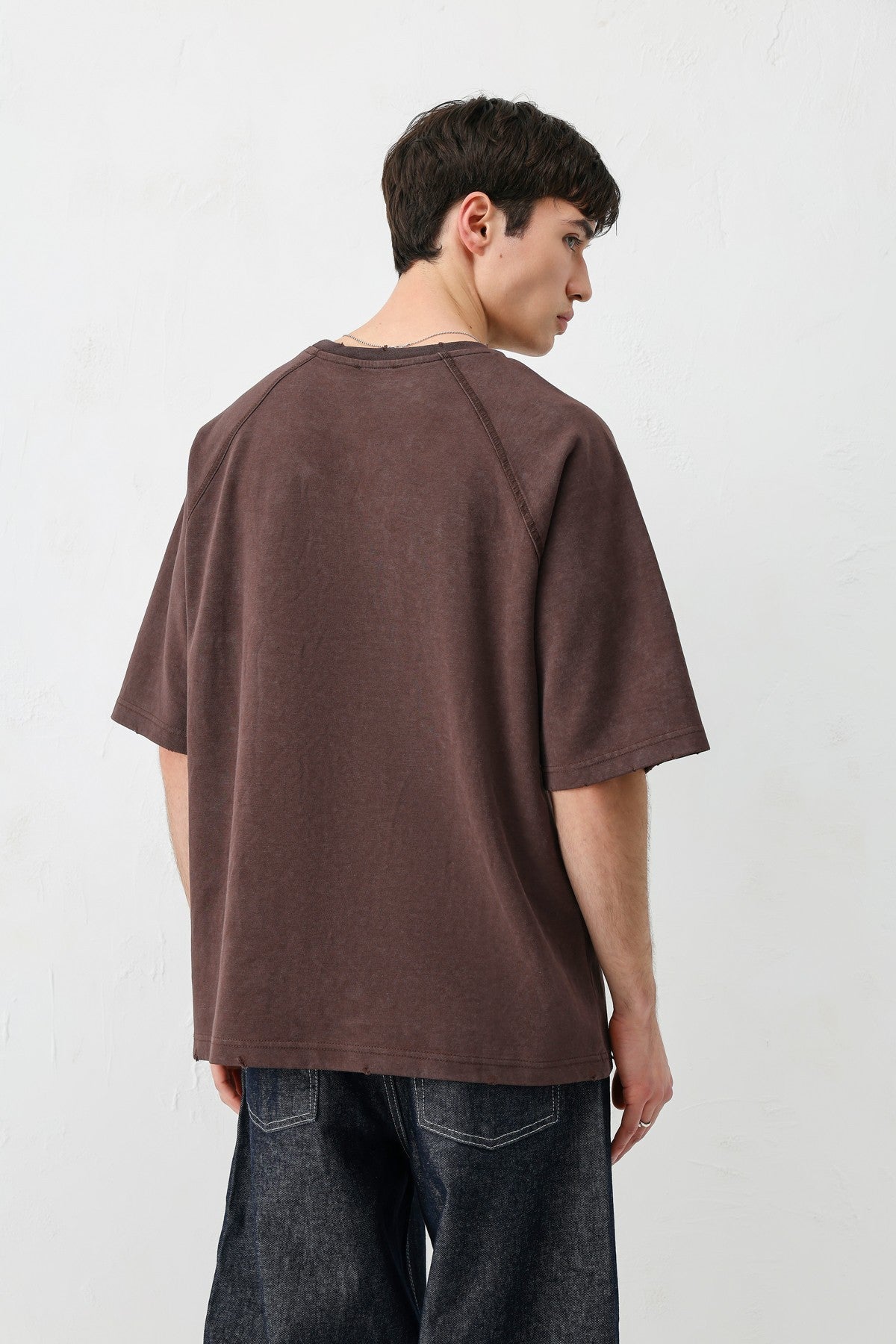 Oversized Raglan-Sleeve T-Shirt with Printed Text