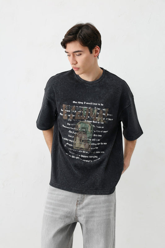 Oversized Print and Double-Printed T-Shirt