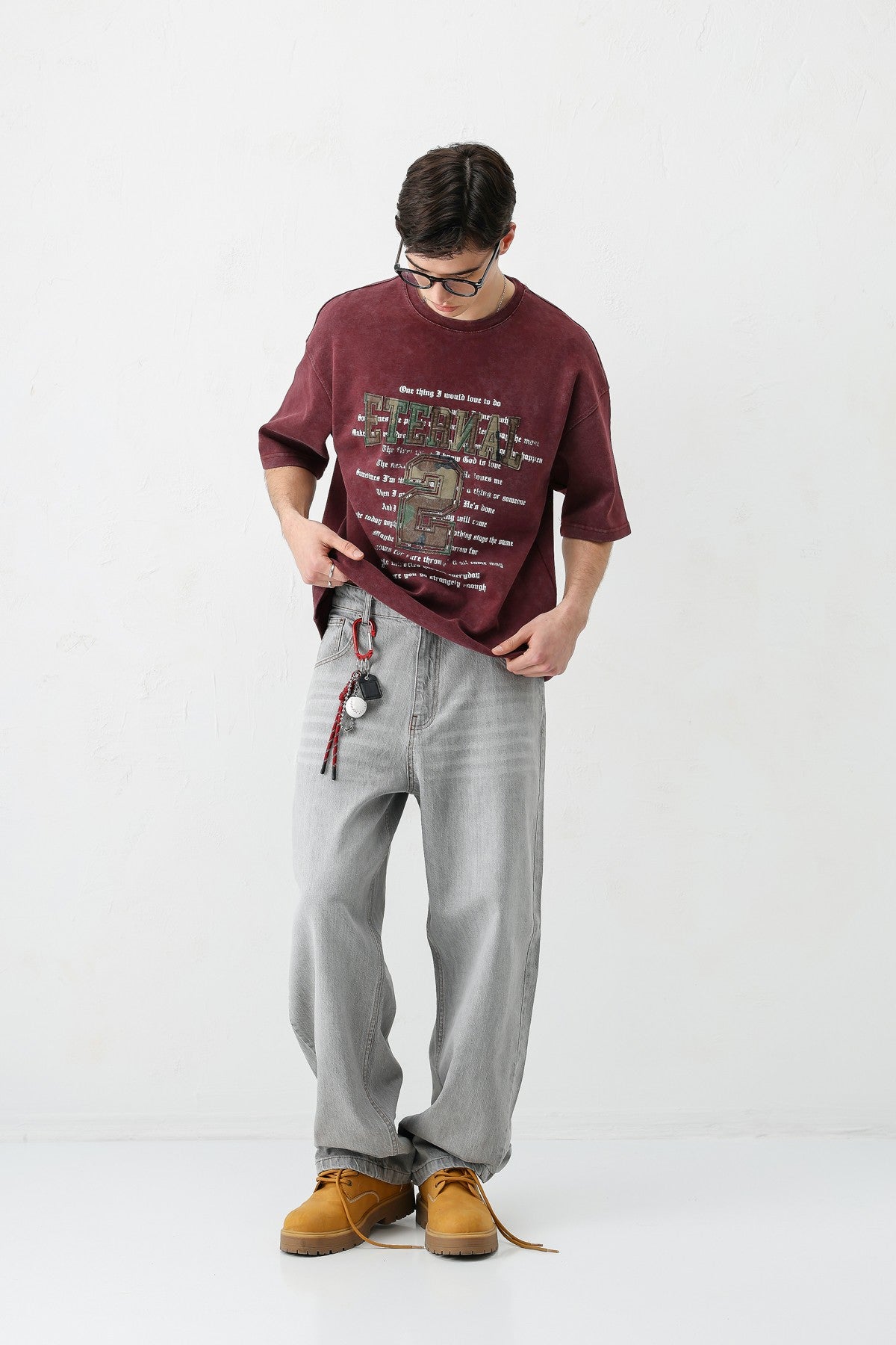 Oversized Print and Double-Printed T-Shirt