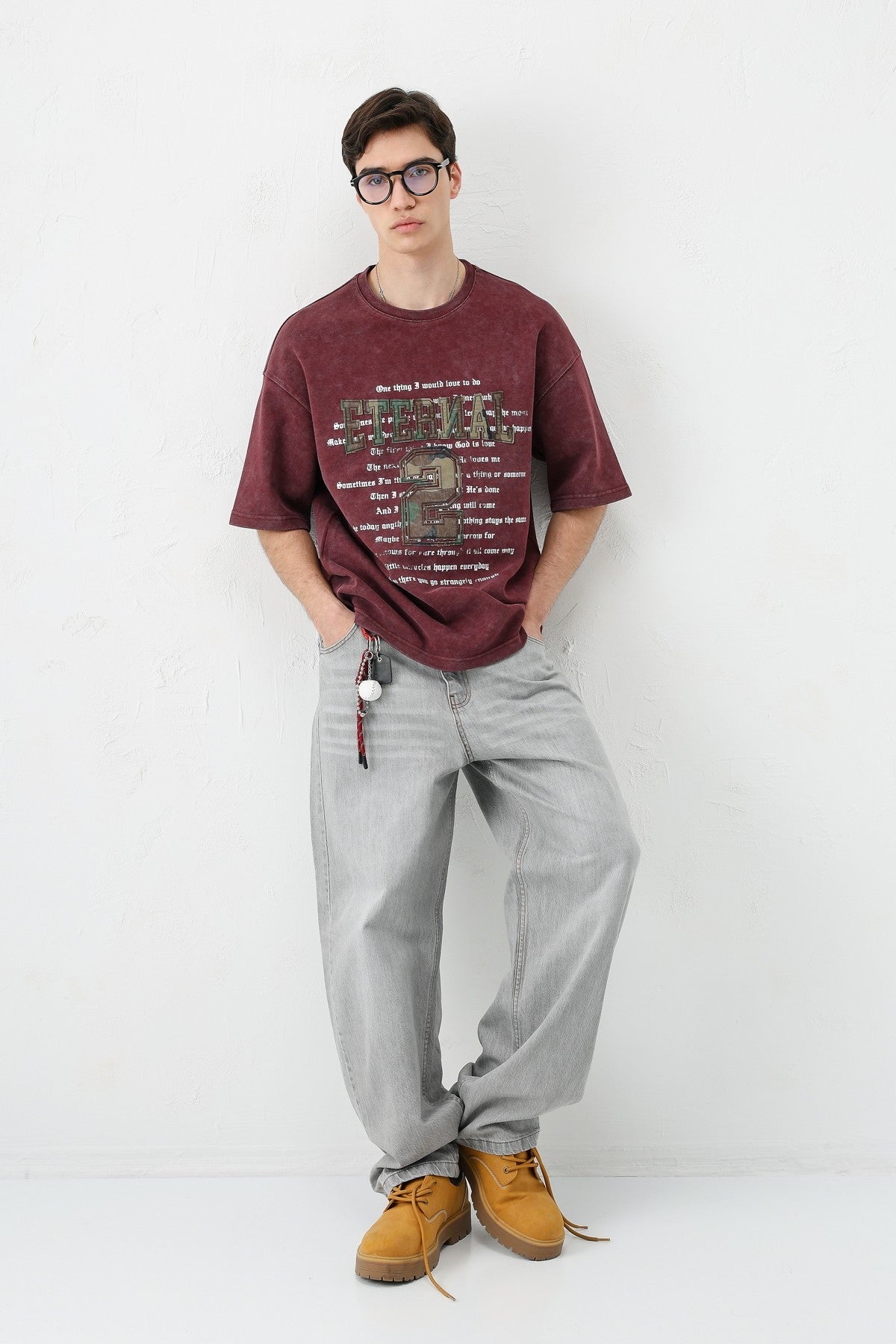 Oversized Print and Double-Printed T-Shirt