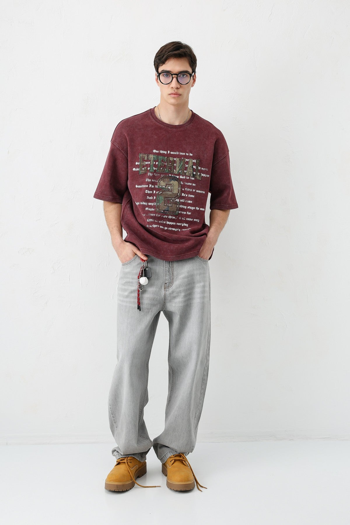 Oversized Print and Double-Printed T-Shirt