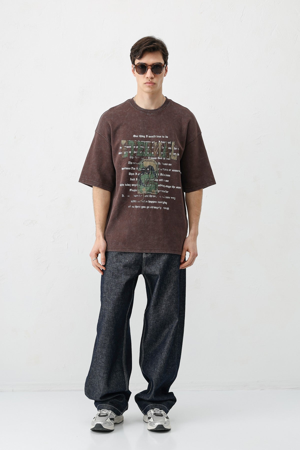 Oversized Print and Double-Printed T-Shirt