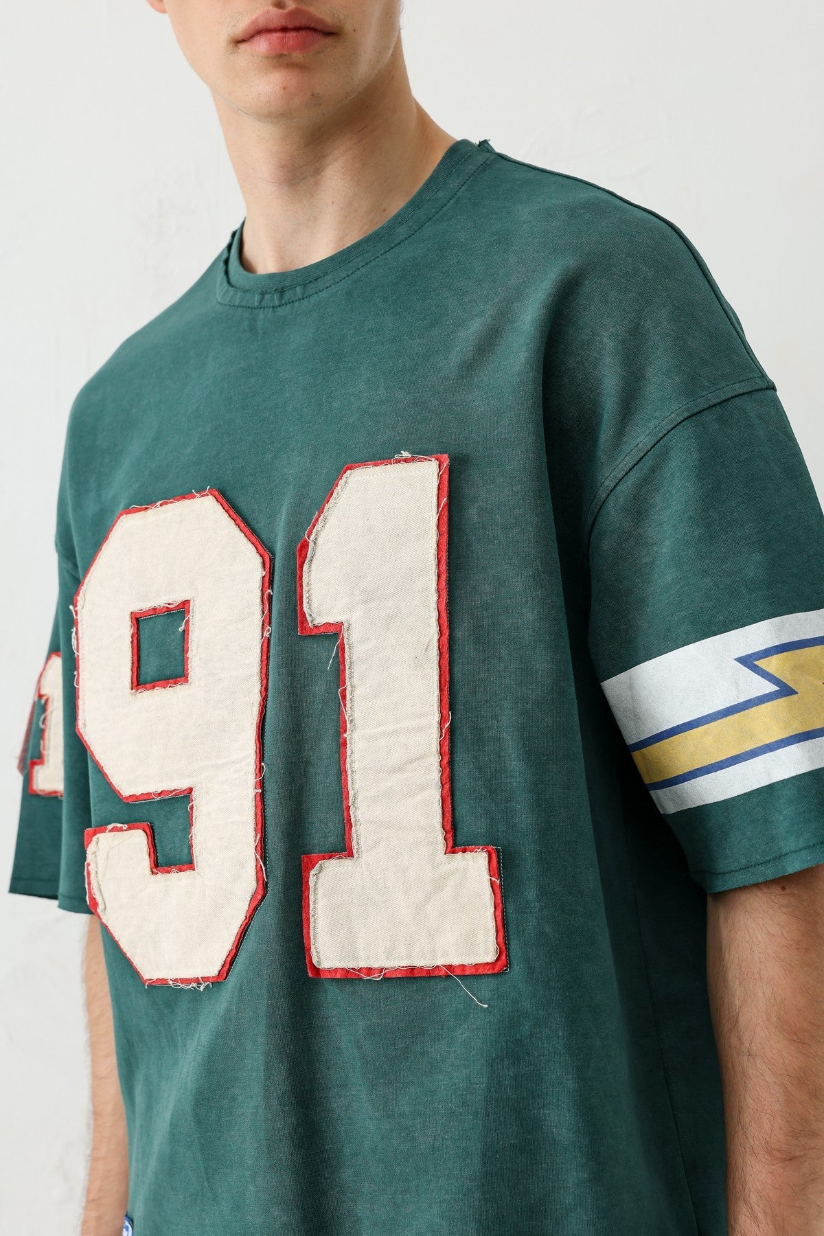 Oversized 91 Printed T-Shirt with Sleeve Details