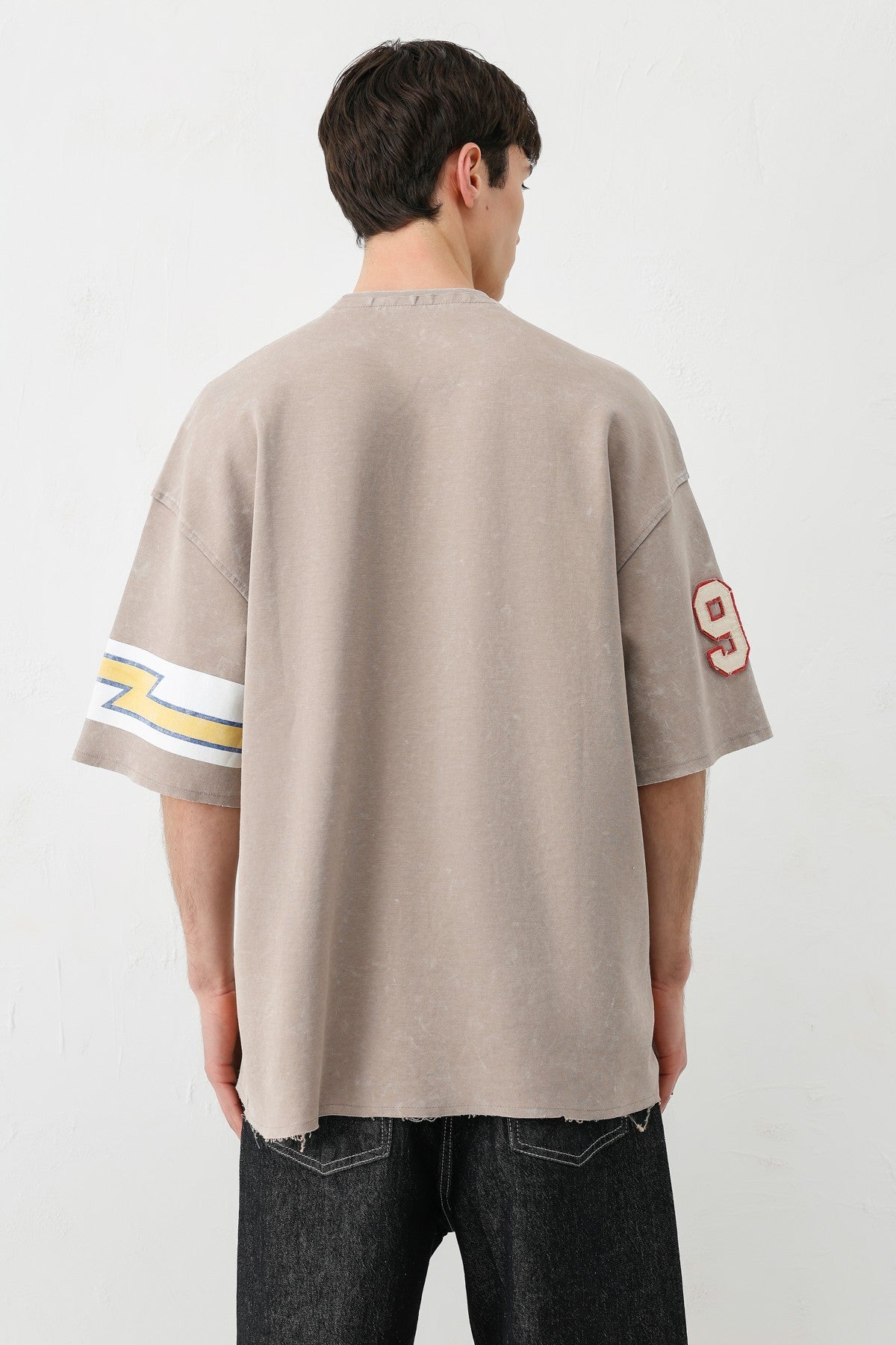 Oversized 91 Printed T-Shirt with Sleeve Details