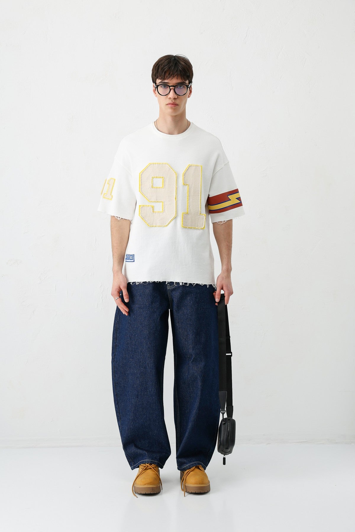 Oversized 91 Printed T-Shirt with Sleeve Details