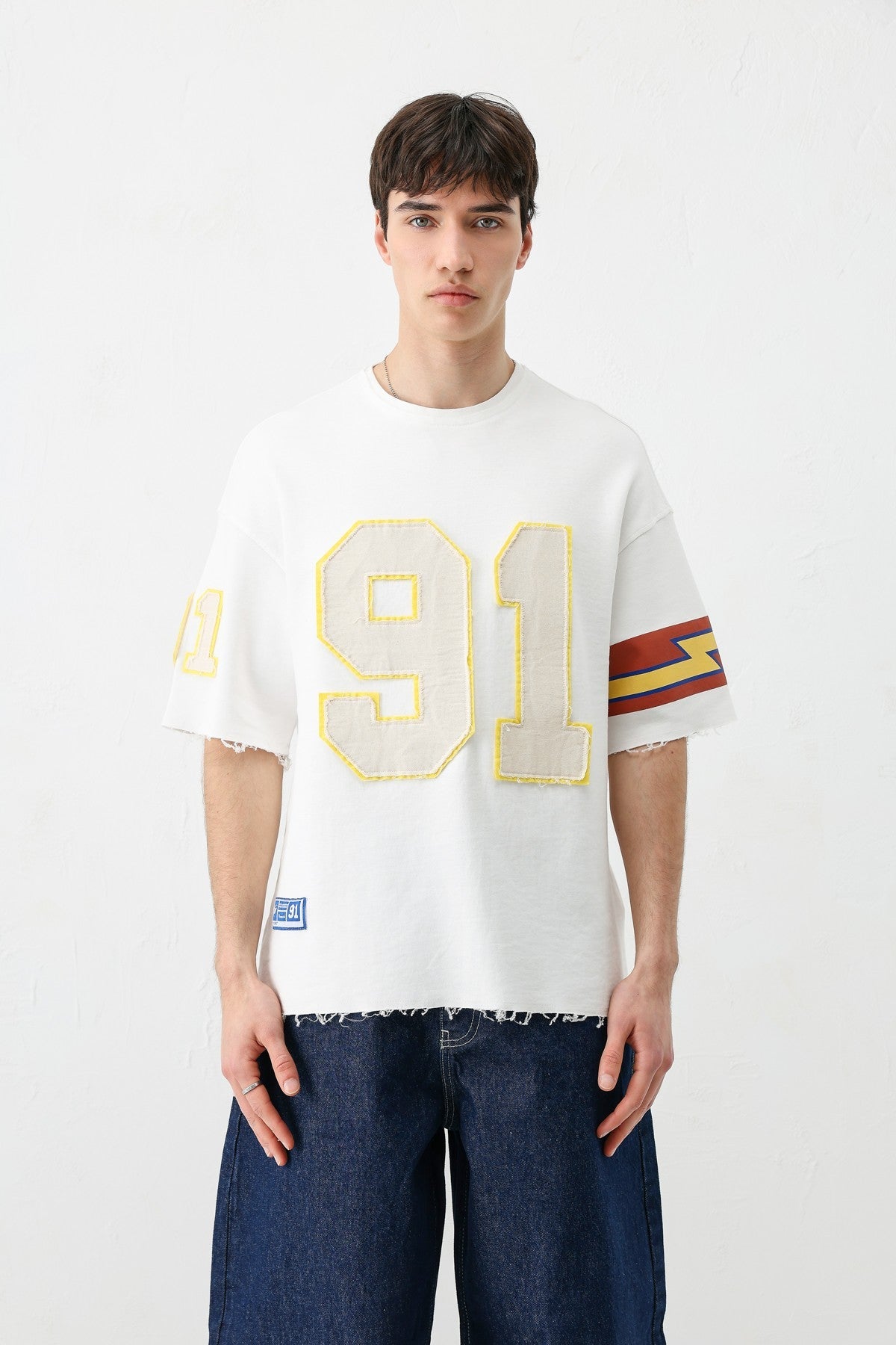 Oversized 91 Printed T-Shirt with Sleeve Details