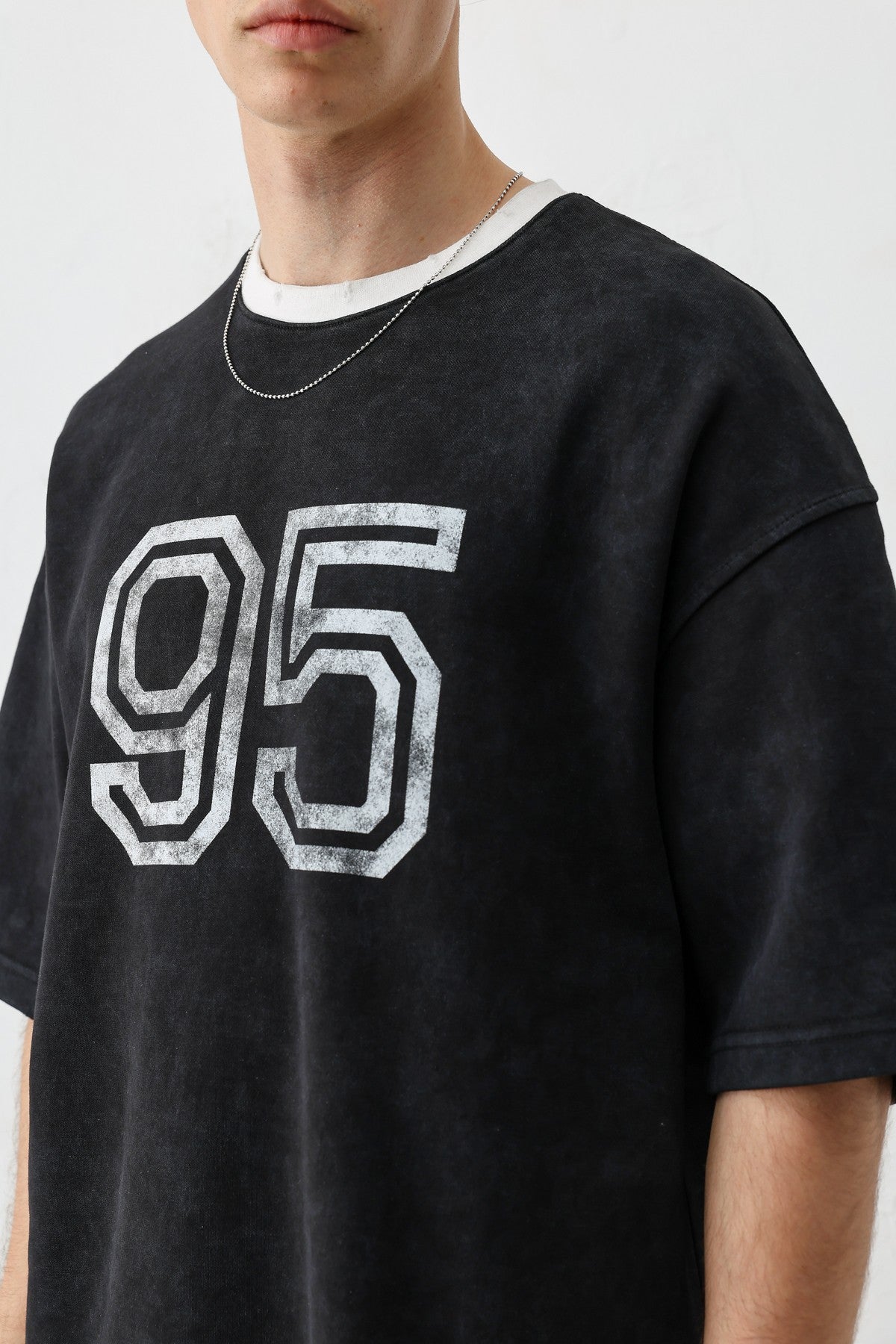 Oversized Polo Neck 91 Printed T-Shirt