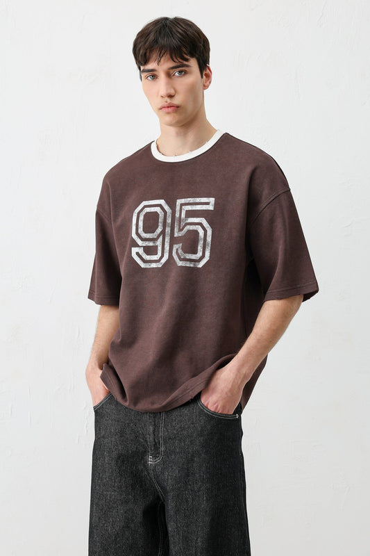 Oversized Polo Neck 91 Printed T-Shirt