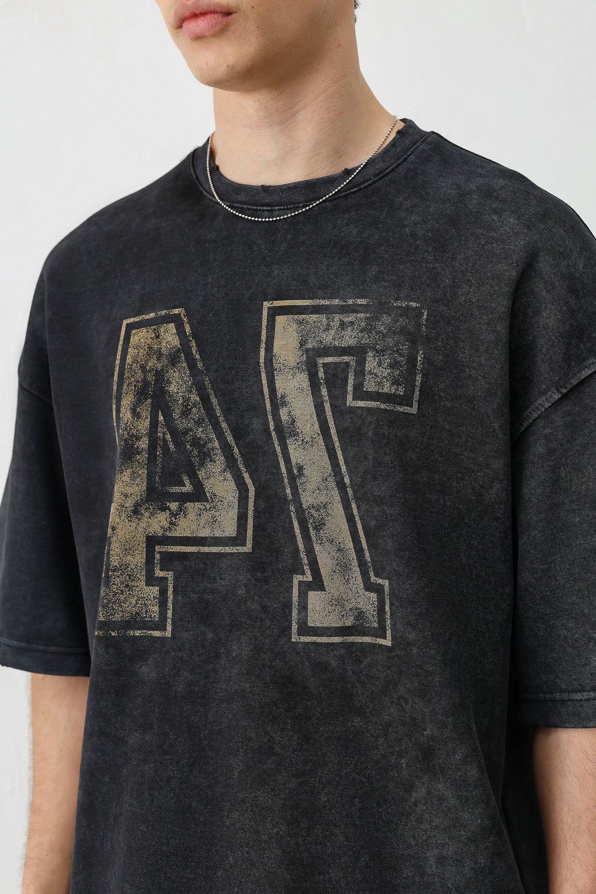 Oversized T-Shirt with Print, Pre-Washed V70-142