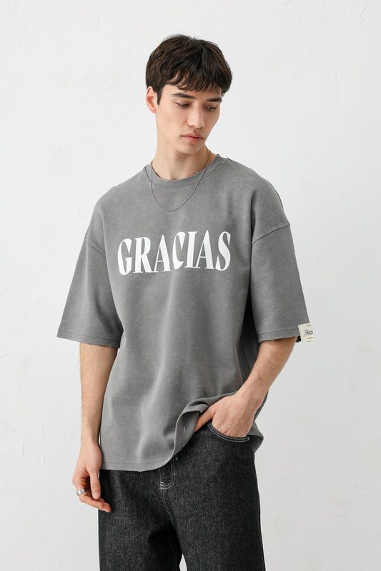 Oversized "Gracias" Printed T-Shirt