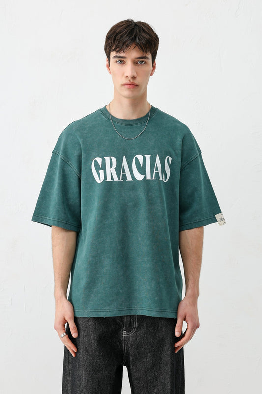Oversized "Gracias" Printed T-Shirt