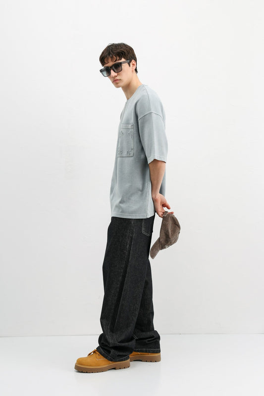 Oversized Printed T-Shirt, Gray