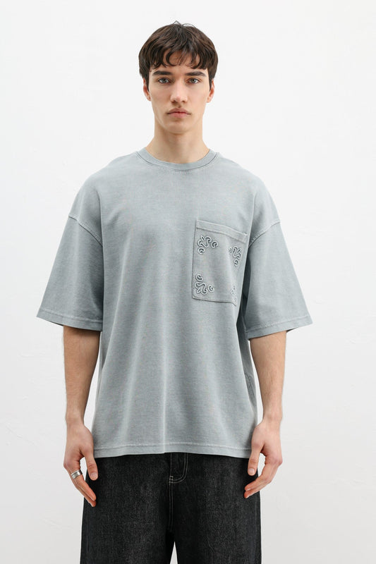Oversized Printed T-Shirt, Gray