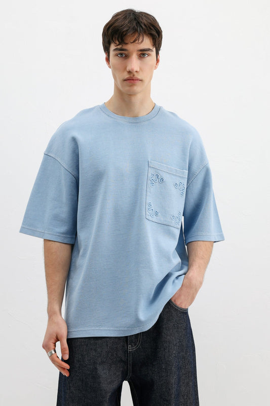 Oversized Printed T-Shirt, Baby Blue