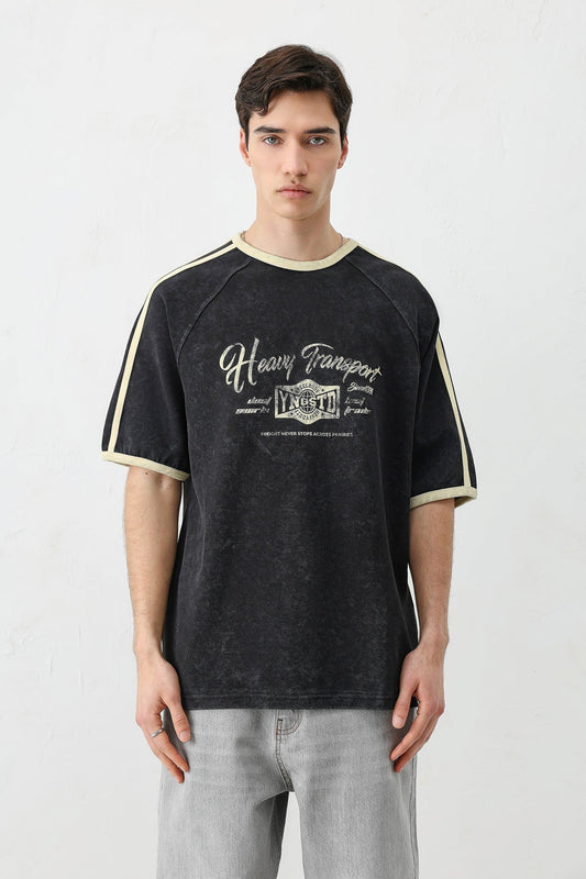 WASHED RAGLAN-SLEEVE T-SHIRT