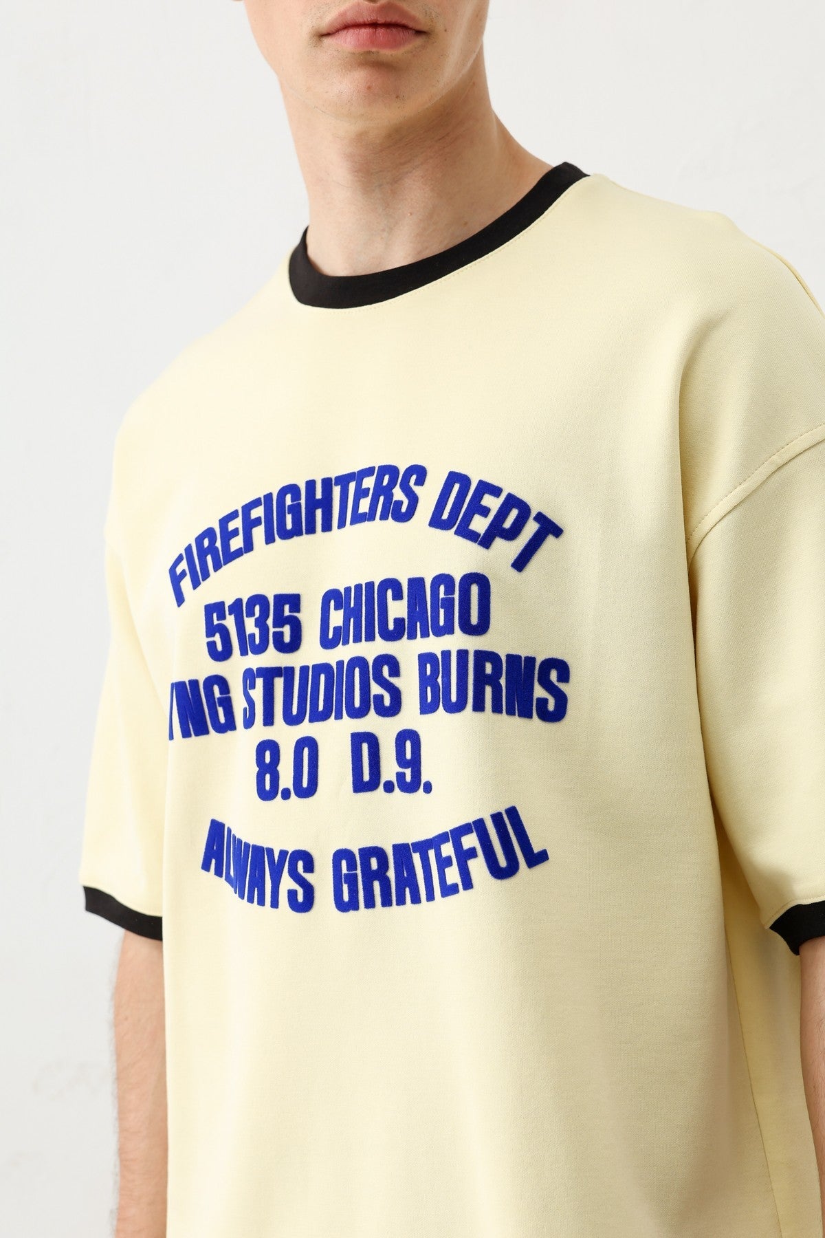 Oversized T-Shirt with a Bike Neckline and Print