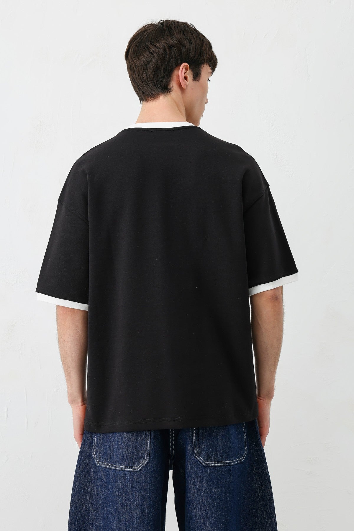 Oversized T-Shirt with a Bike Neckline and Print