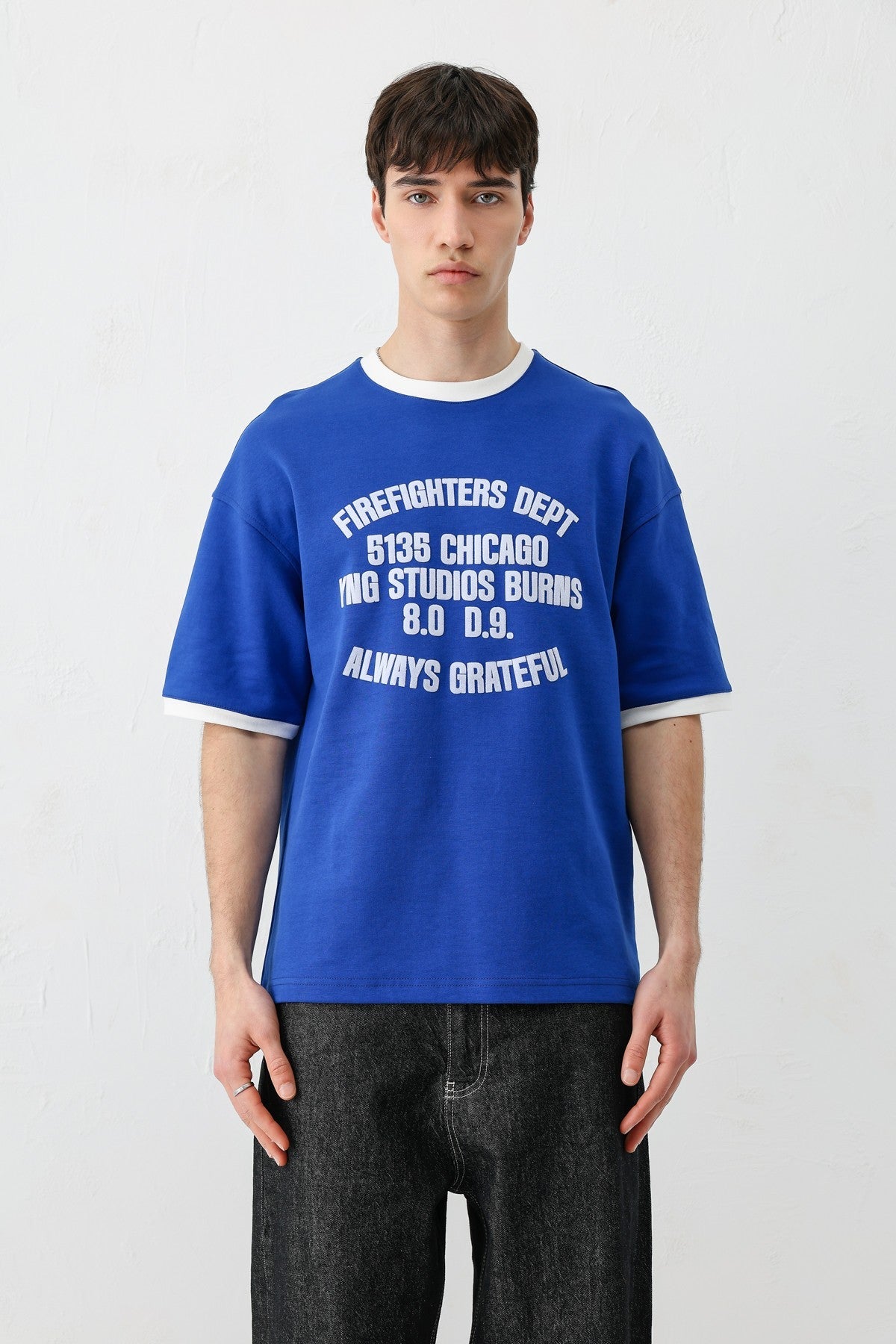 Oversized T-Shirt with a Bike Neckline and Print