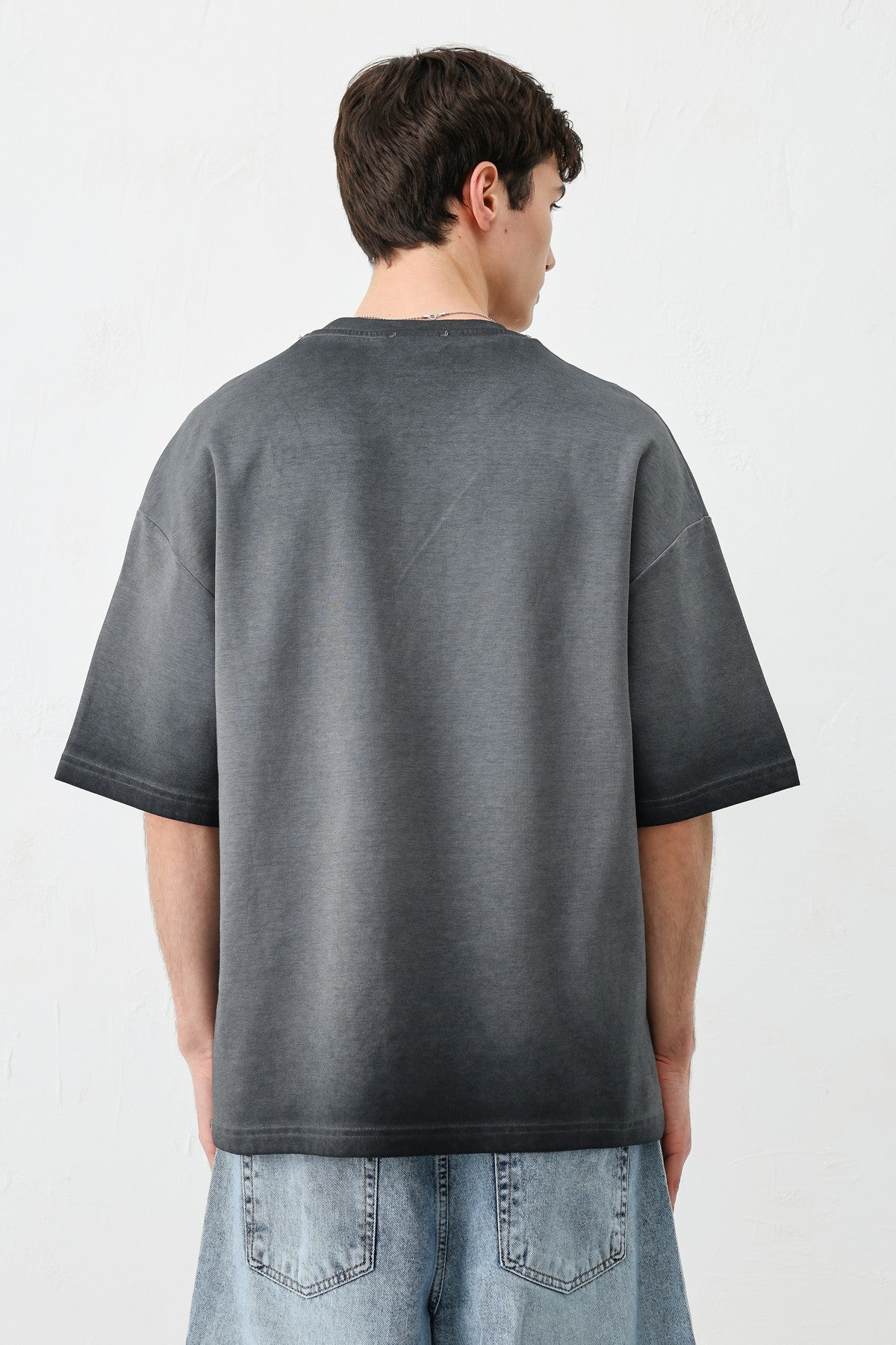 Oversized Bike Neck Print Heavyweight T-Shirt