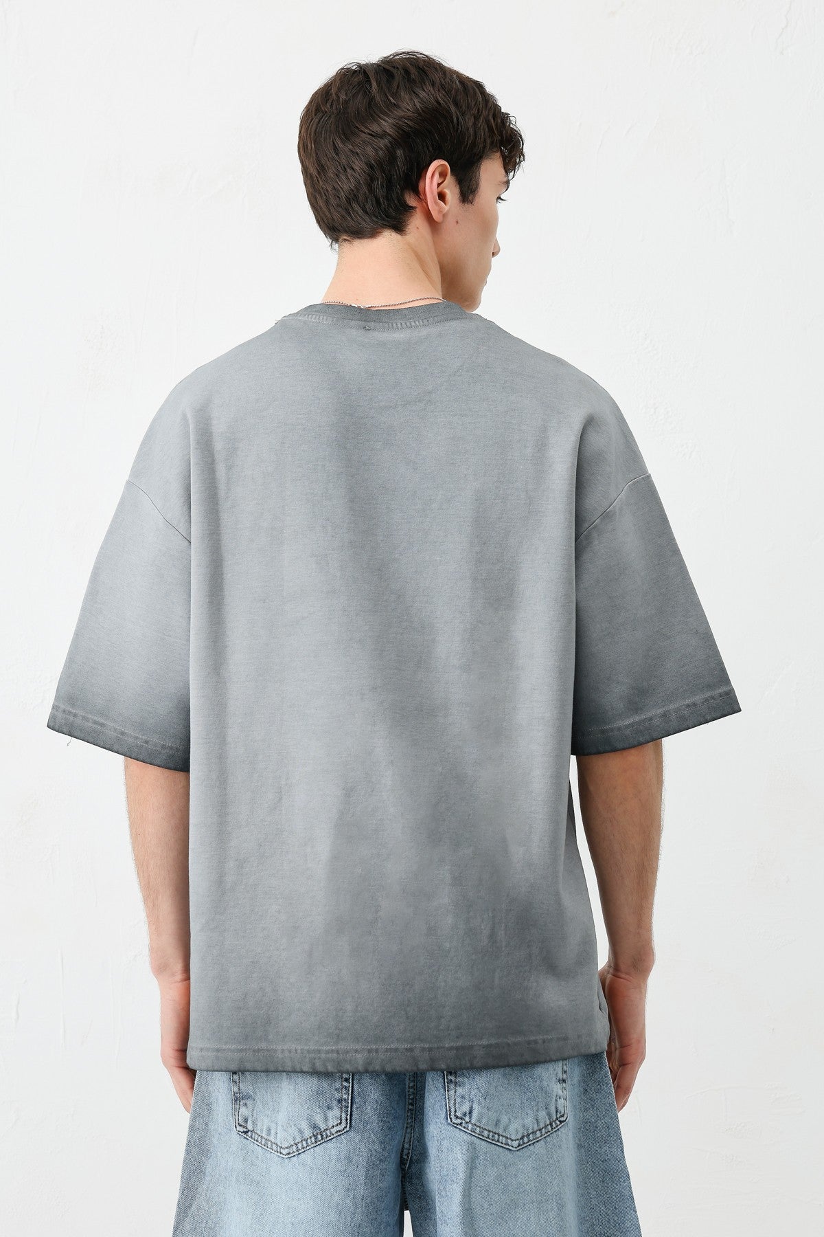 Oversized Bike Neck Print Heavyweight T-Shirt