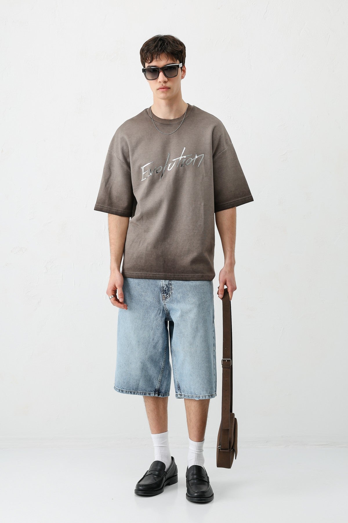 Oversized Bike Neck Print Heavyweight T-Shirt