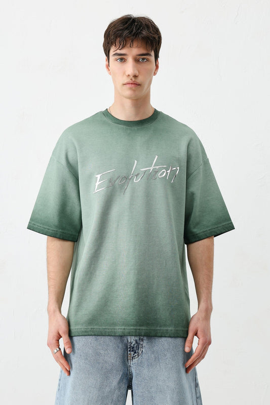 Oversized Bike Neck Print Heavyweight T-Shirt