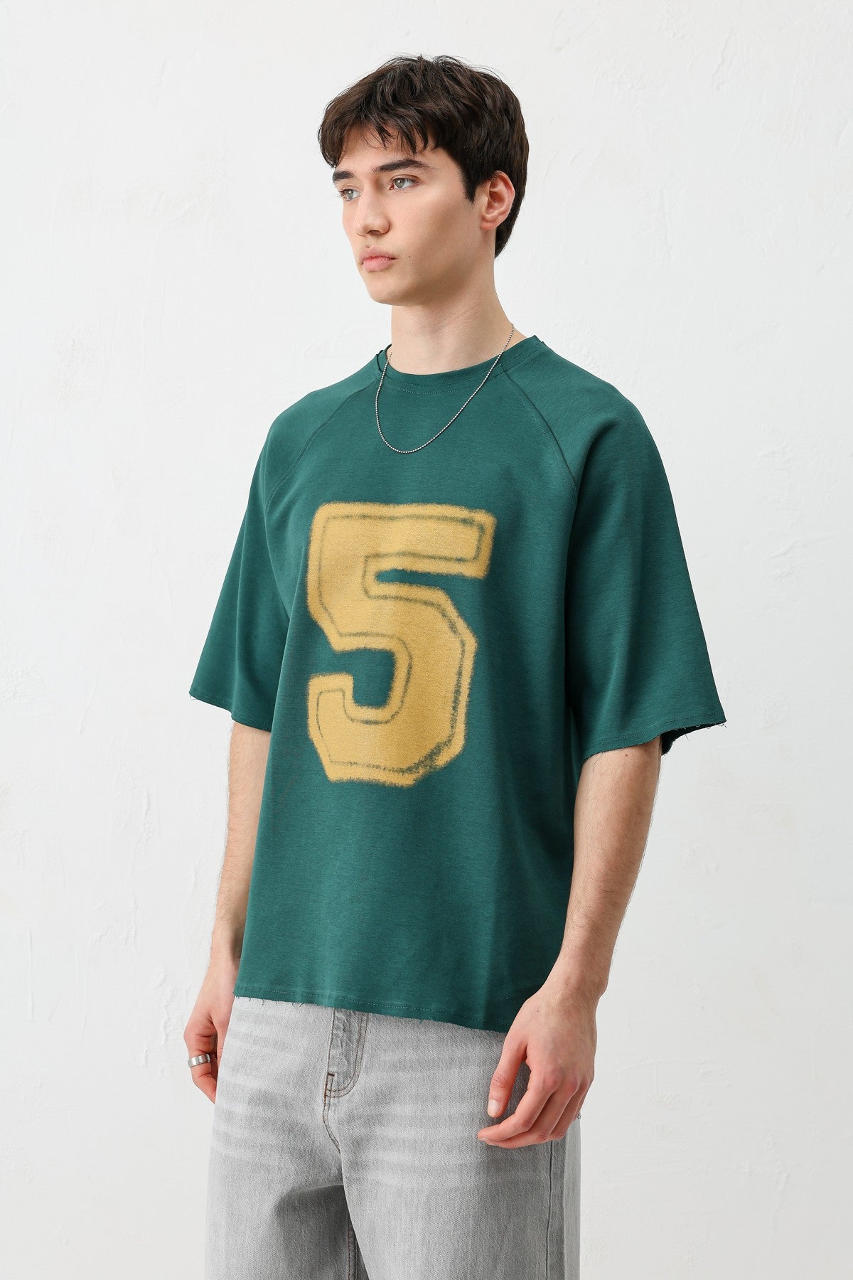 Oversized Crew Neck T-Shirt with 5 Prints