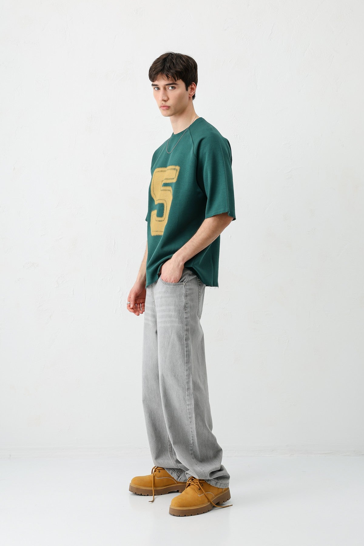 Oversized Crew Neck T-Shirt with 5 Prints