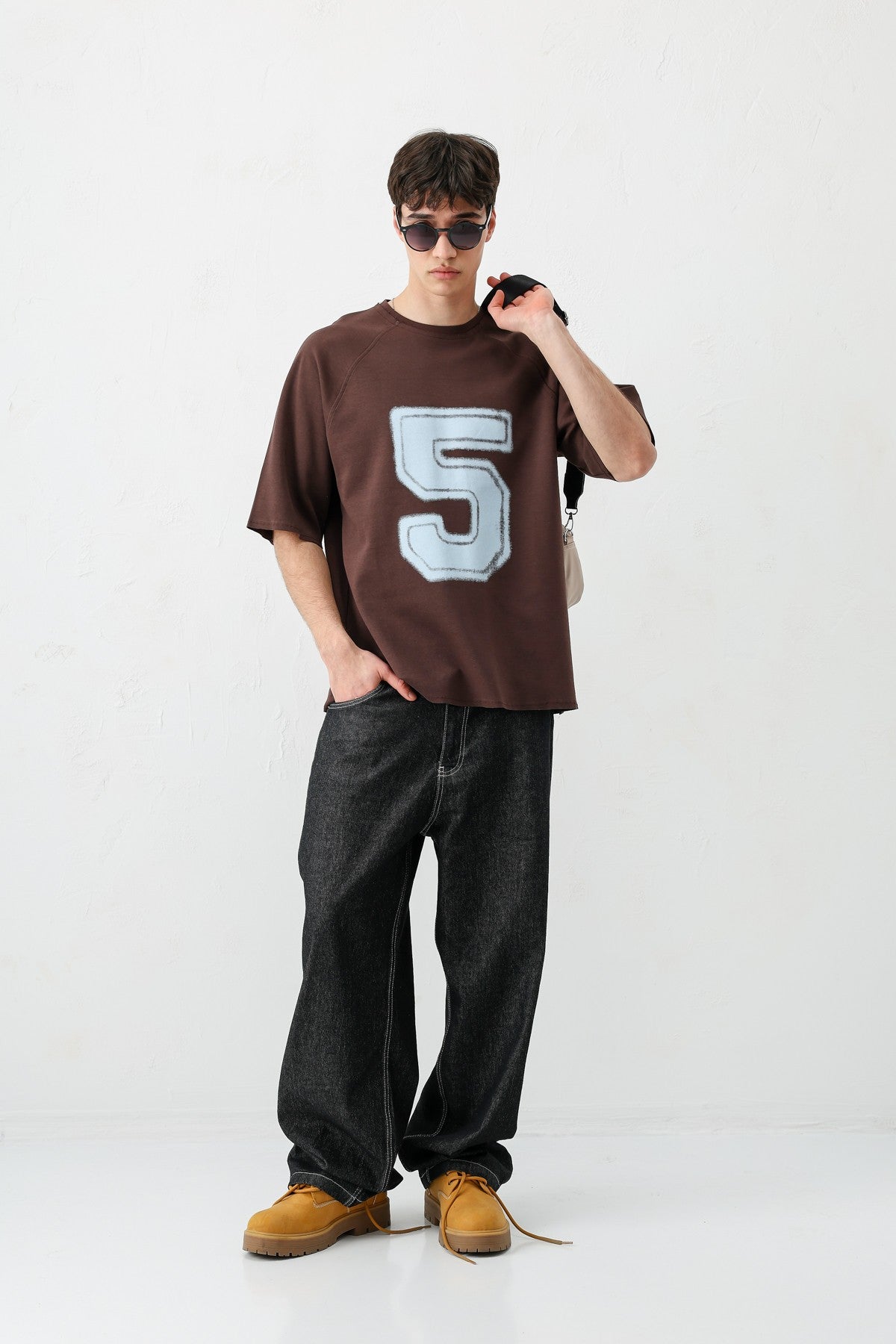 Oversized Crew Neck T-Shirt with 5 Prints