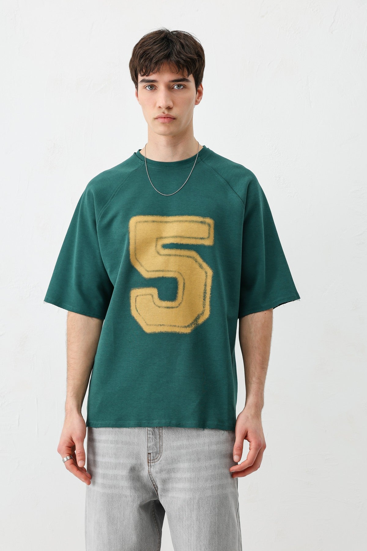 Oversized Crew Neck T-Shirt with 5 Prints