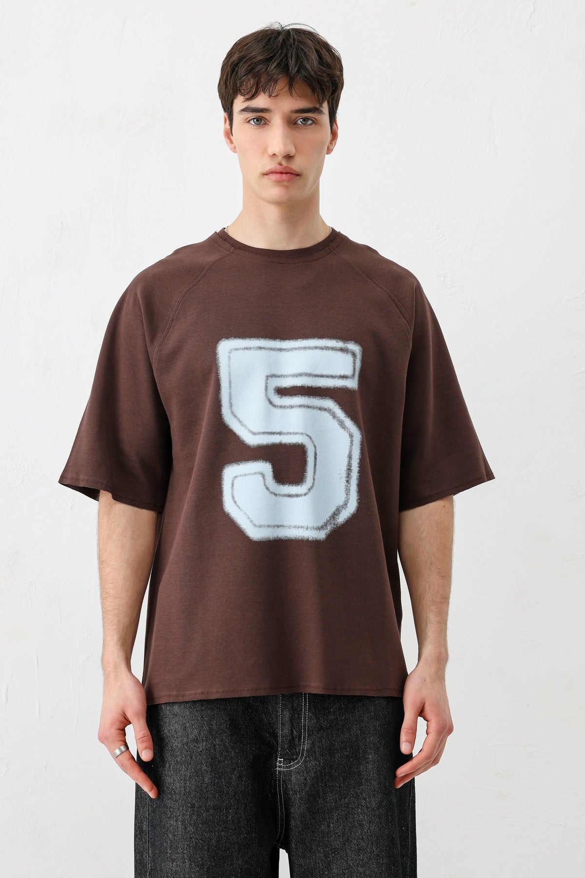 Oversized Crew Neck T-Shirt with 5 Prints