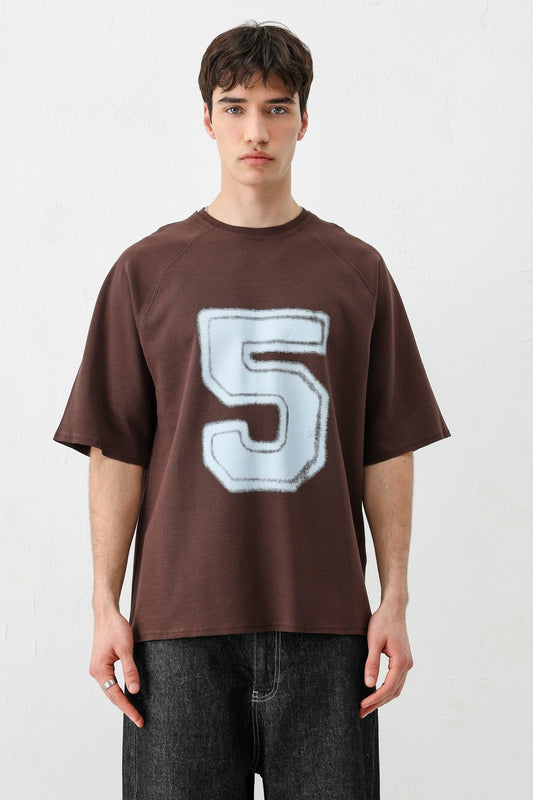 Oversized Crew Neck T-Shirt with 5 Prints