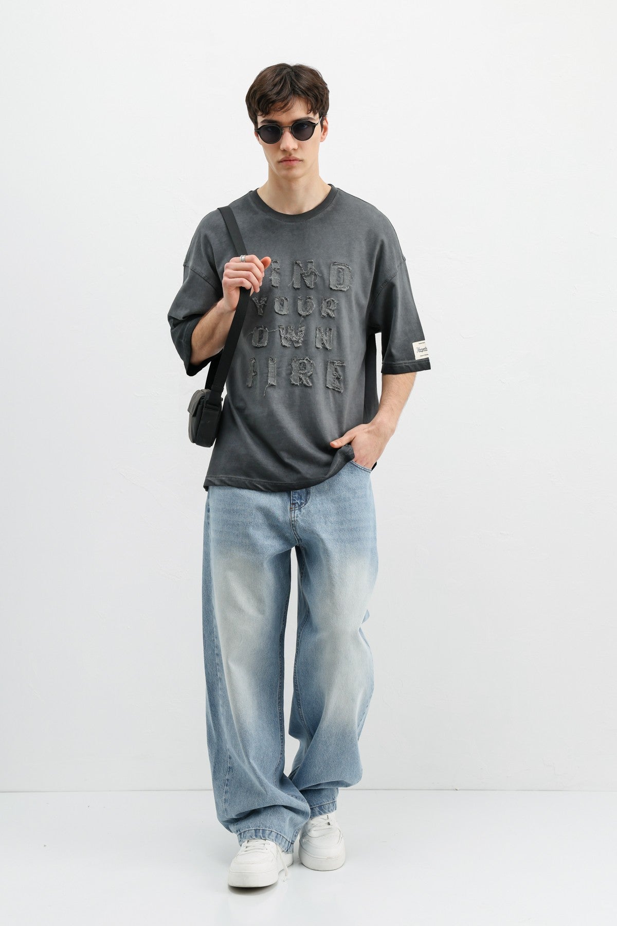 Oversized Printed T-Shirt, Black