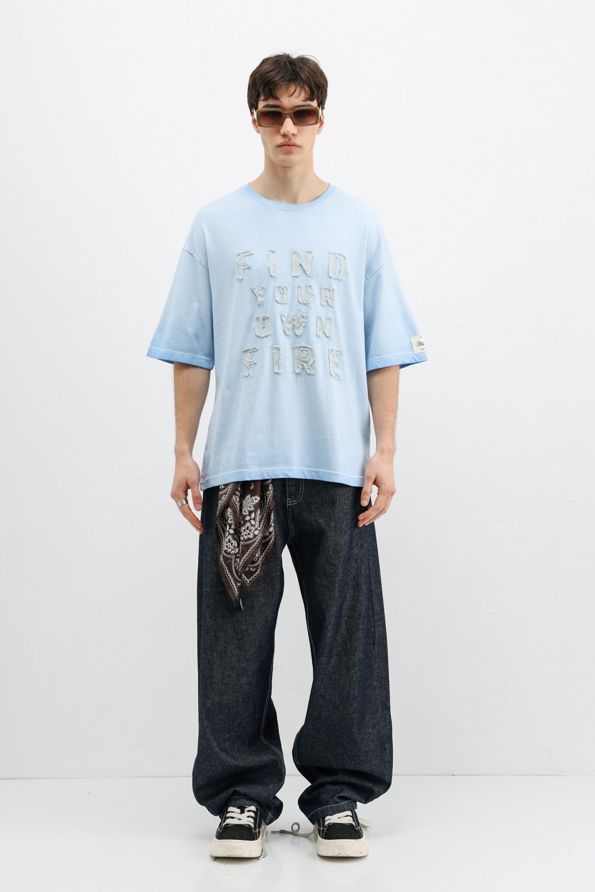Oversized Printed T-Shirt, Baby Blue