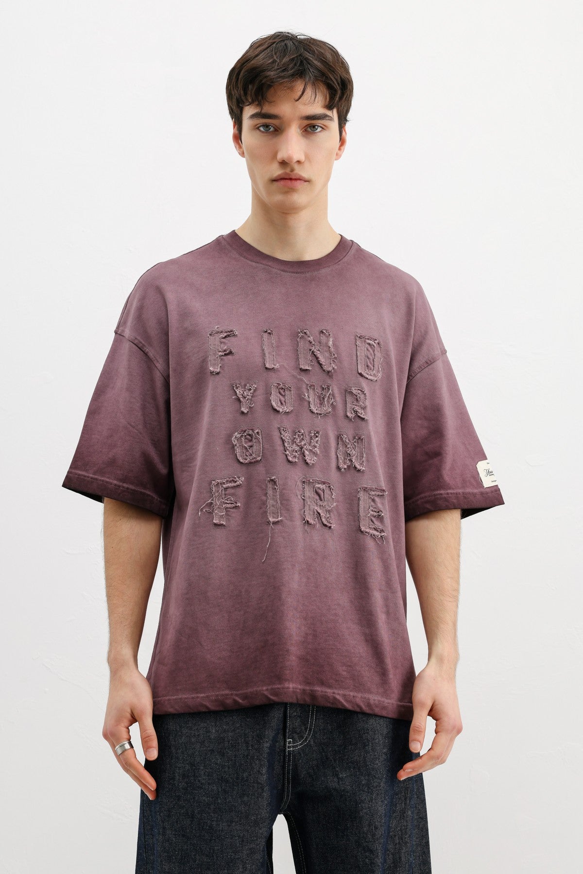 Oversized Printed T-Shirt, Burgundy