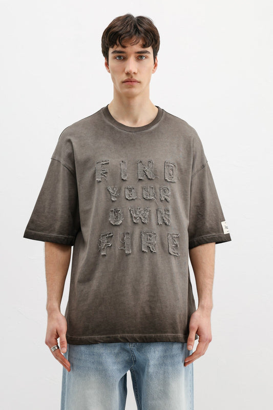 Oversized Printed T-Shirt, Coffee