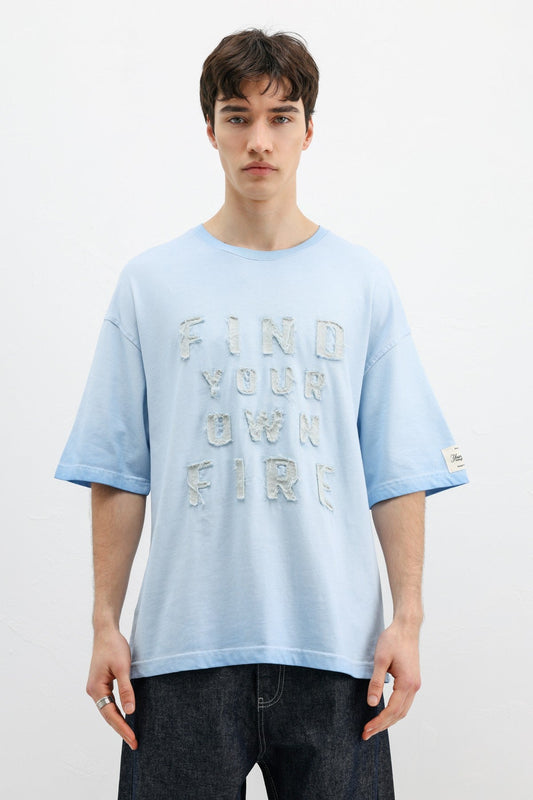 Oversized Printed T-Shirt, Baby Blue