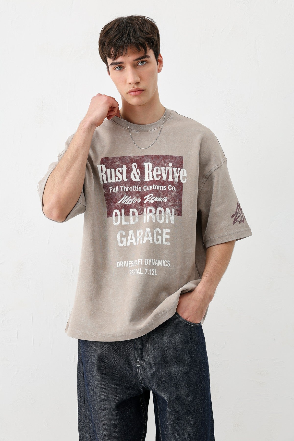 Oversized Printed T-Shirt in Mink