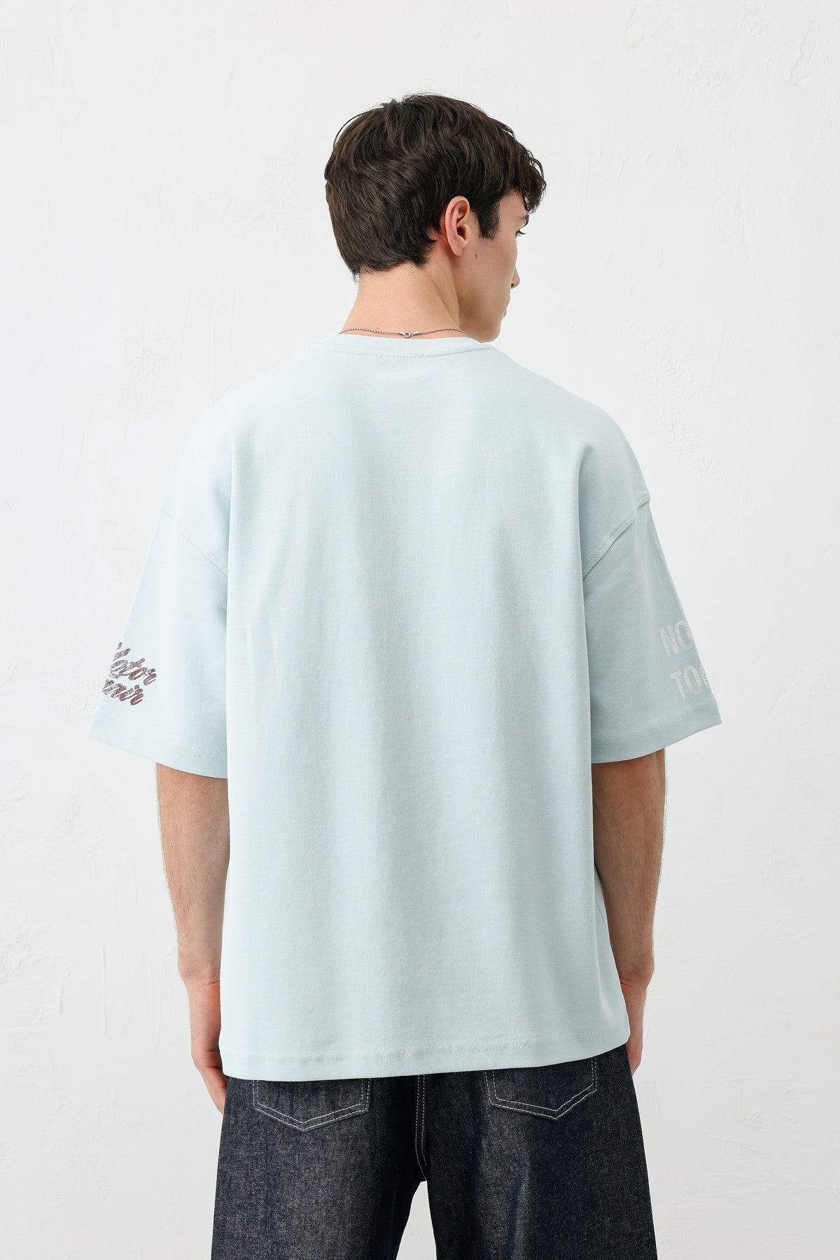 Oversized Printed T-Shirt, Baby Blue