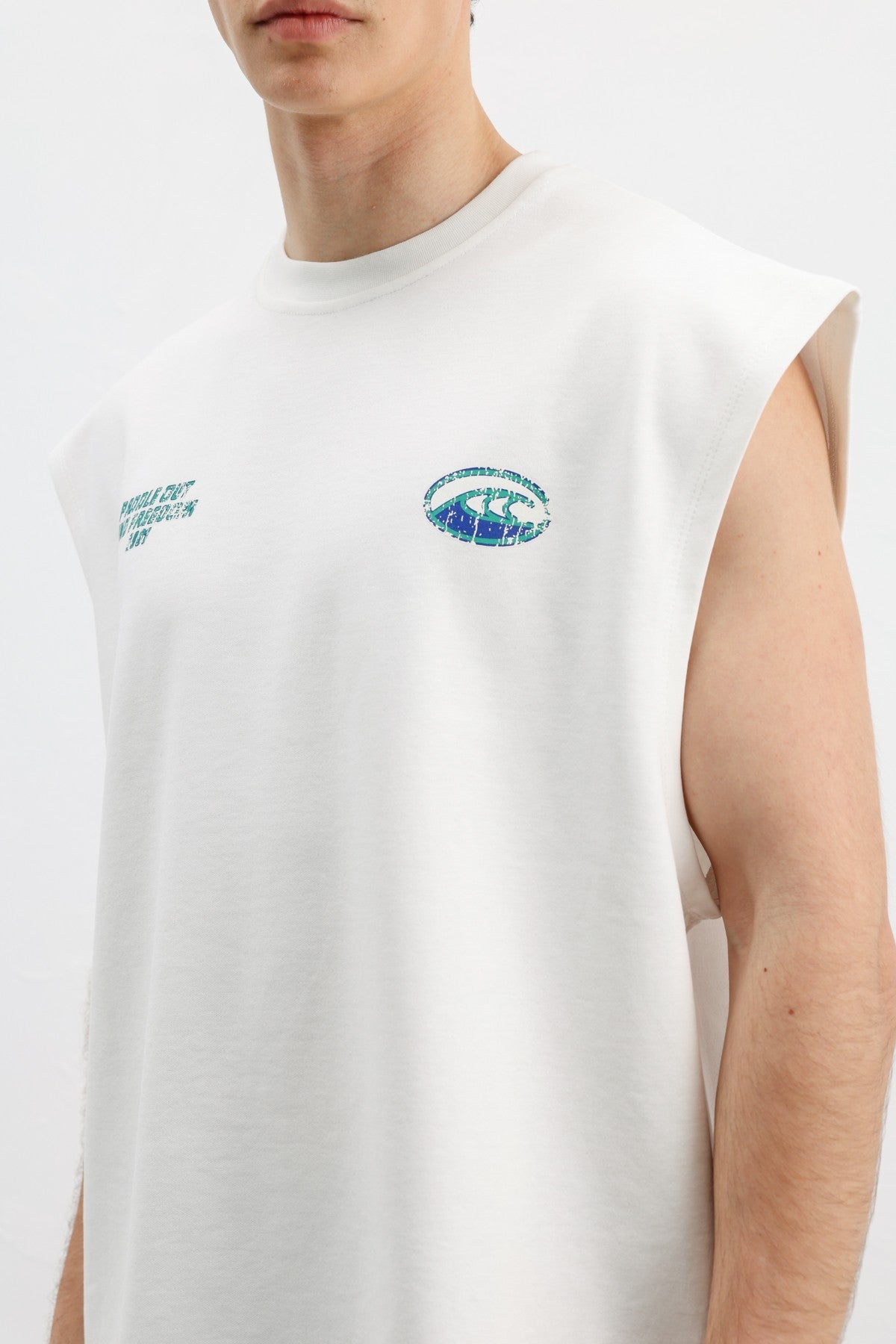 Oversized Printed Sleeveless T-Shirt