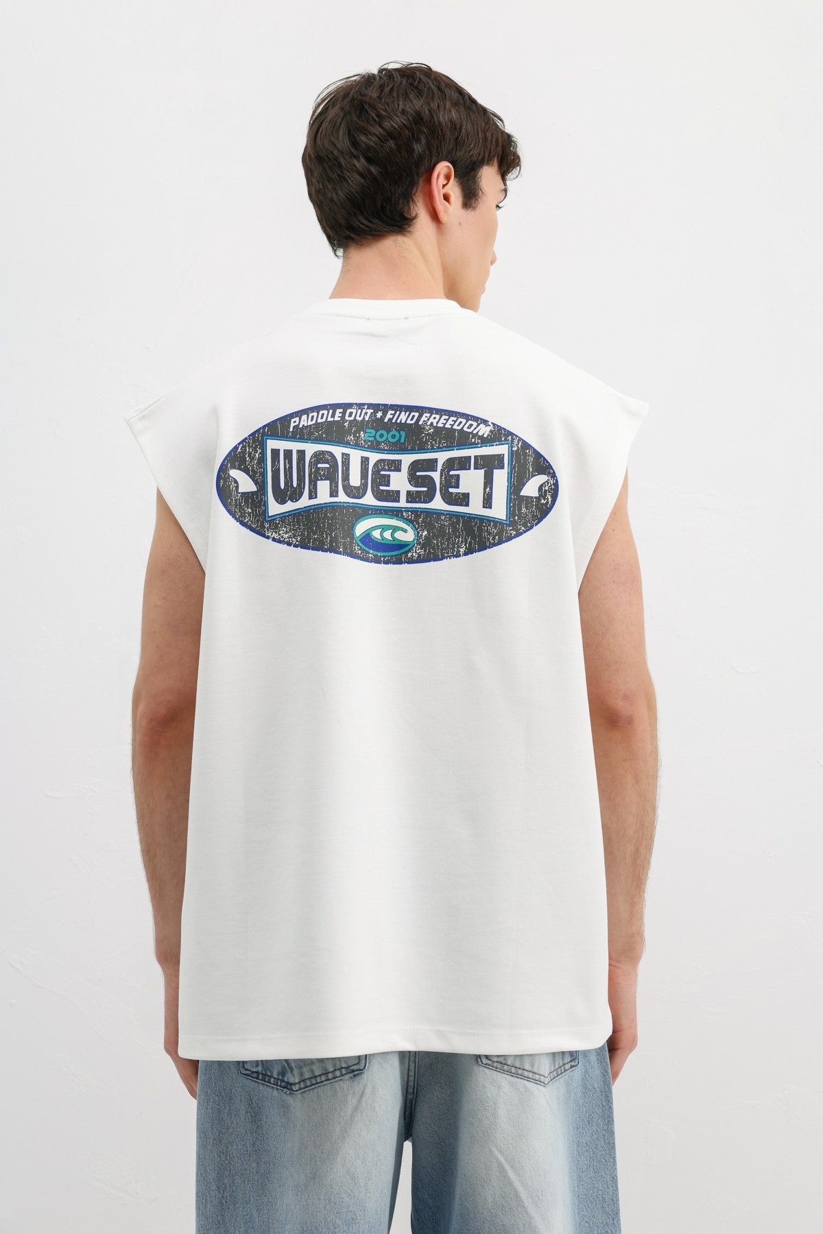 Oversized Printed Sleeveless T-Shirt