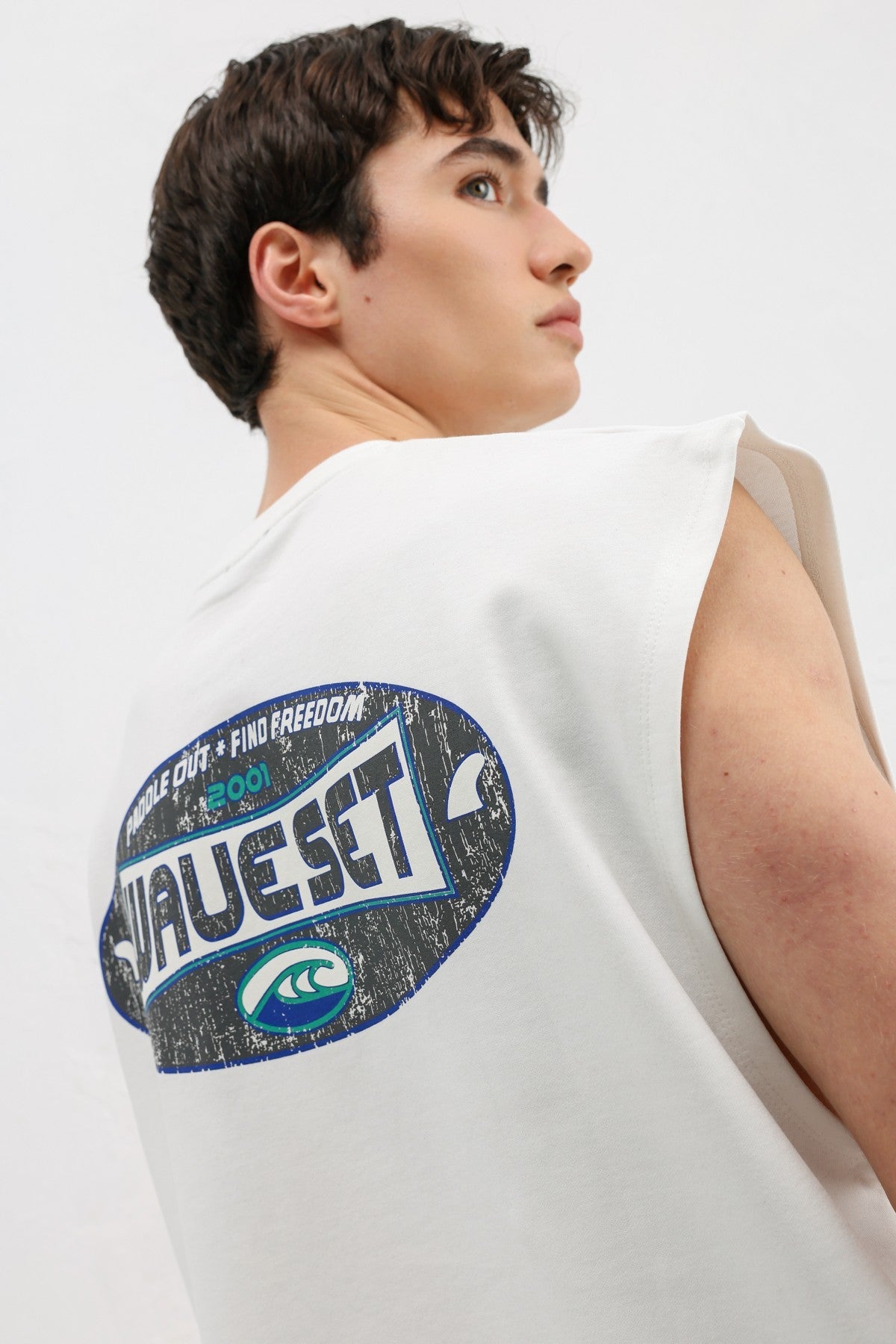 Oversized Printed Sleeveless T-Shirt